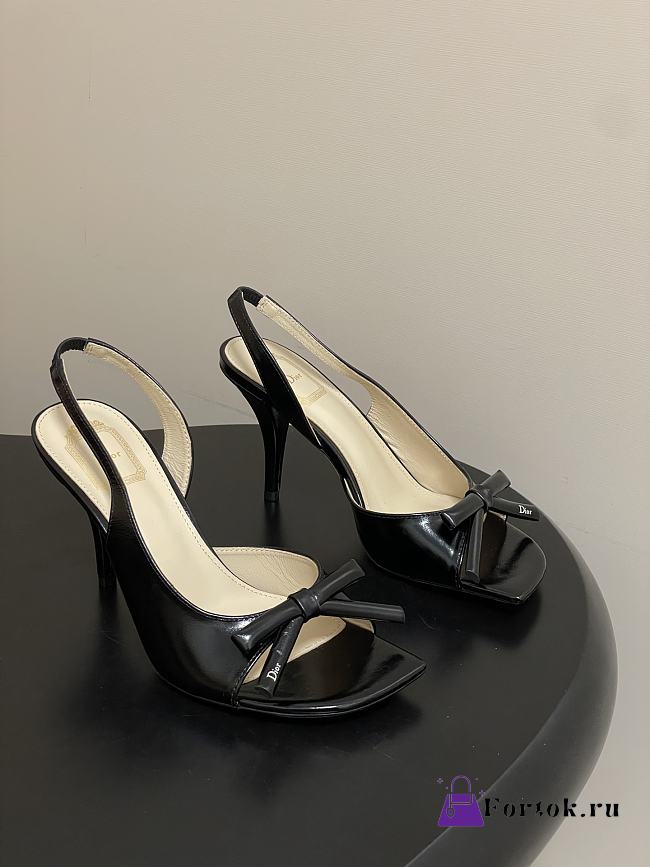 Fortok Dior SS26 Slingback Pumps Bow Black Leather 01 8.5cm - 1