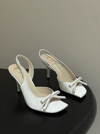 Fortok Dior SS26 Slingback Pumps Bow White Satin 01 8.5cm