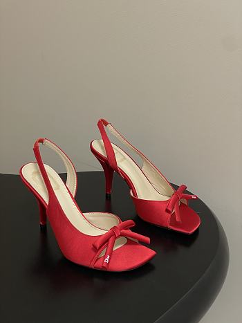 Fortok Dior SS26 Slingback Pumps Bow Red Satin 01 8.5cm