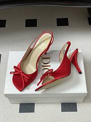 Fortok Dior SS26 Slingback Pumps Bow Red Satin 01 8.5cm - 6