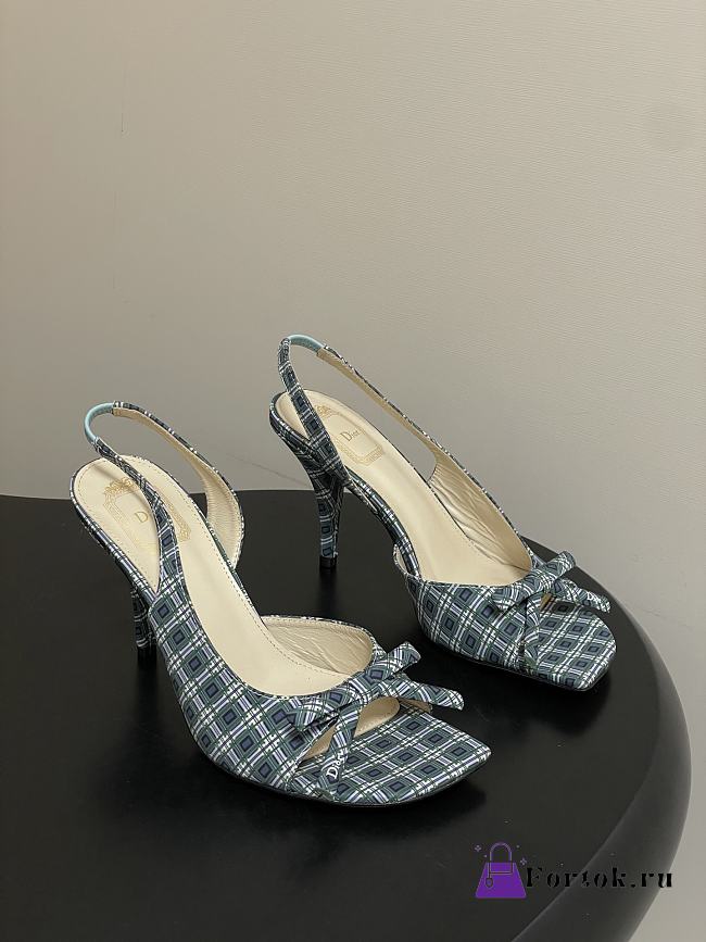 Fortok Dior SS26 Slingback Pumps Bow Plaid pattern 01 8.5cm - 1
