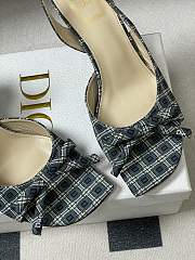Fortok Dior SS26 Slingback Pumps Bow Plaid pattern 01 8.5cm - 6