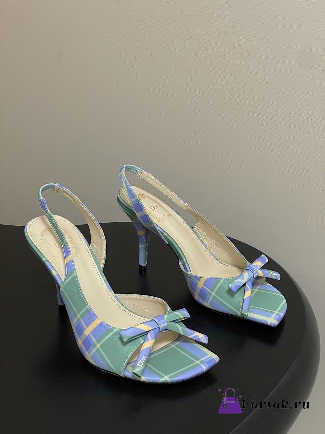 Fortok Dior SS26 Slingback Pumps Bow Plaid pattern 02 8.5cm  - 1