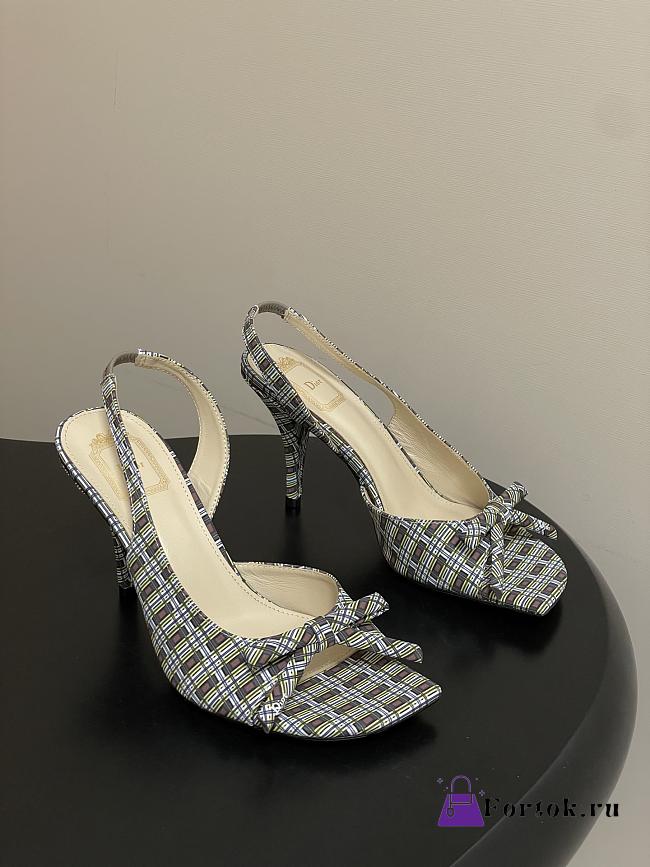 Fortok Dior SS26 Slingback Pumps Bow Plaid pattern 03 8.5cm - 1