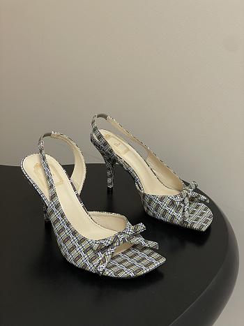 Fortok Dior SS26 Slingback Pumps Bow Plaid pattern 03 8.5cm