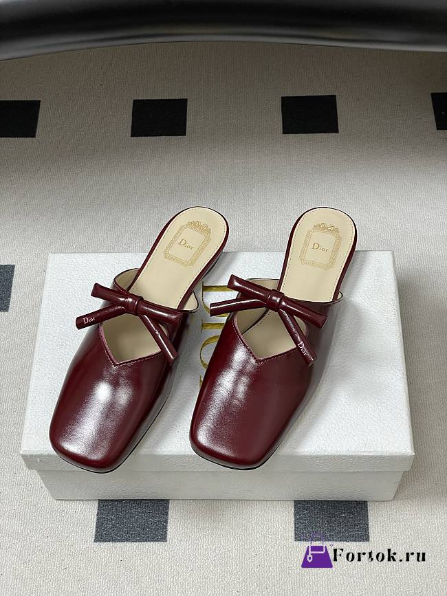 Fortok Dior SS26 Mules Bow Burgundy - 1