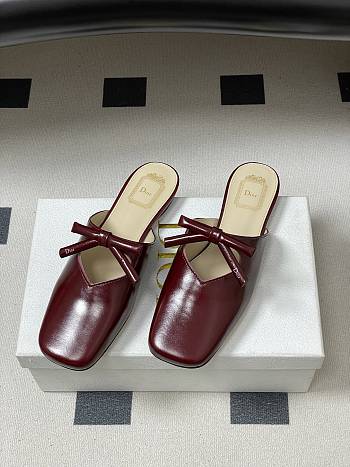 Fortok Dior SS26 Mules Bow Burgundy