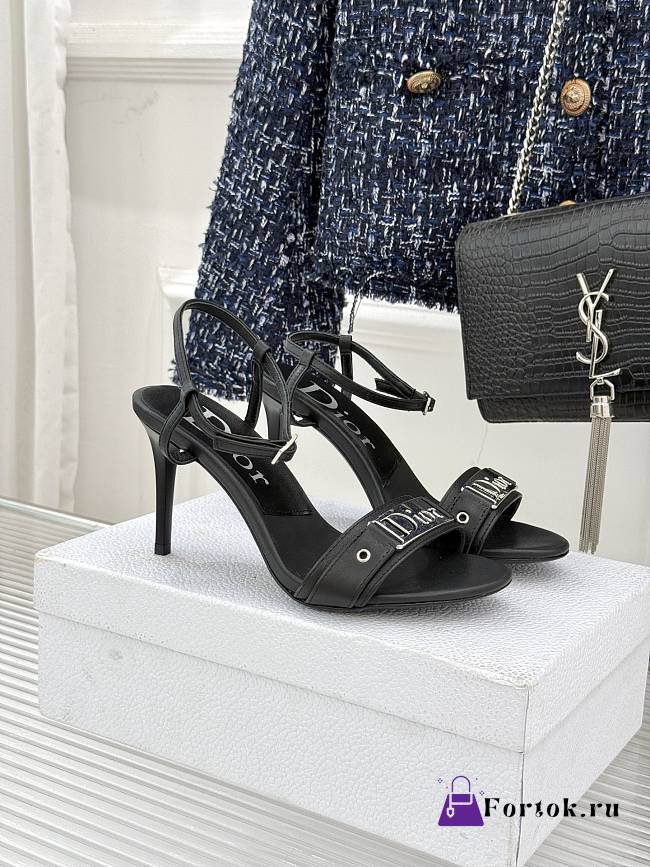 Fortok Dior Logo Leather Kitten Heels in black - 1