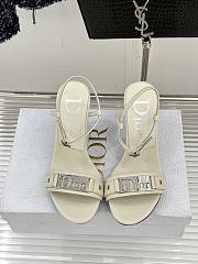 Fortok Dior Logo Leather Kitten Heels in Ivory - 3