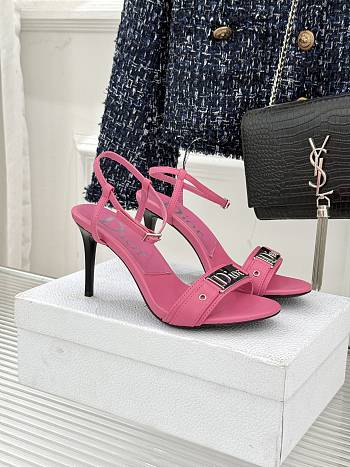 Fortok Dior Logo Leather Kitten Heels in Pink