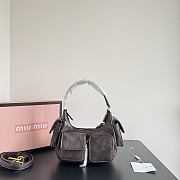 Fortok Miu Miu Nappa Leather Pocket Shoulder Bag Brown Mottled 20×11×7cm  - 2
