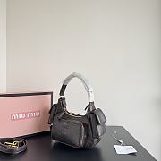 Fortok Miu Miu Nappa Leather Pocket Shoulder Bag Brown Mottled 20×11×7cm  - 3