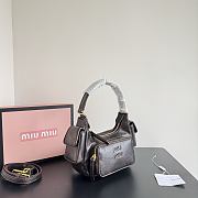 Fortok Miu Miu Nappa Leather Pocket Shoulder Bag Brown Mottled 20×11×7cm  - 4