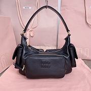 Fortok Miu Miu Nappa Leather Pocket Shoulder Bag Black 20×11×7cm - 1