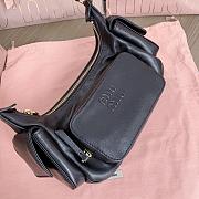 Fortok Miu Miu Nappa Leather Pocket Shoulder Bag Black 20×11×7cm - 6