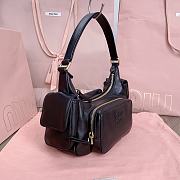 Fortok Miu Miu Nappa Leather Pocket Shoulder Bag Black 20×11×7cm - 5
