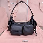 Fortok Miu Miu Nappa Leather Pocket Shoulder Bag Black 20×11×7cm - 4