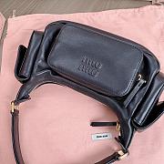 Fortok Miu Miu Nappa Leather Pocket Shoulder Bag Black 20×11×7cm - 2