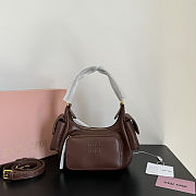 Fortok Miu Miu Nappa Leather Pocket Shoulder Bag Chocolate Brown 20×11×7cm - 1