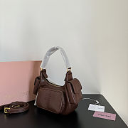 Fortok Miu Miu Nappa Leather Pocket Shoulder Bag Chocolate Brown 20×11×7cm - 6
