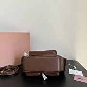 Fortok Miu Miu Nappa Leather Pocket Shoulder Bag Chocolate Brown 20×11×7cm - 5
