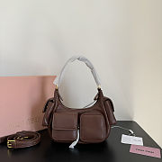 Fortok Miu Miu Nappa Leather Pocket Shoulder Bag Chocolate Brown 20×11×7cm - 4