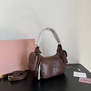 Fortok Miu Miu Nappa Leather Pocket Shoulder Bag Chocolate Brown 20×11×7cm - 3