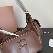 Fortok Miu Miu Nappa Leather Pocket Shoulder Bag Chocolate Brown 20×11×7cm - 2