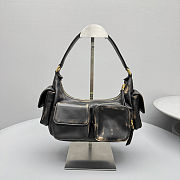 Fortok Miu Miu Nappa Leather Pocket Shoulder Bag Black Mottled 20×11×7cm - 6