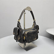 Fortok Miu Miu Nappa Leather Pocket Shoulder Bag Black Mottled 20×11×7cm - 5