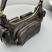 Fortok Miu Miu Nappa Leather Pocket Shoulder Bag Black Mottled 20×11×7cm - 3