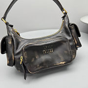 Fortok Miu Miu Nappa Leather Pocket Shoulder Bag Black Mottled 20×11×7cm - 2