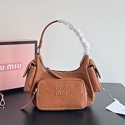 Fortok Miu Miu Nappa Leather Pocket Shoulder Bag Brown 20×11×7cm - 6