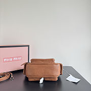 Fortok Miu Miu Nappa Leather Pocket Shoulder Bag Brown 20×11×7cm - 4