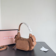 Fortok Miu Miu Nappa Leather Pocket Shoulder Bag Brown 20×11×7cm - 2