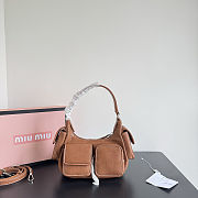 Fortok Miu Miu Nappa Leather Pocket Shoulder Bag Brown 20×11×7cm - 3