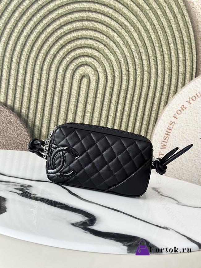 Fortok Chanel Cambon Ligne pochette Full Black 12*20*3cm - 1