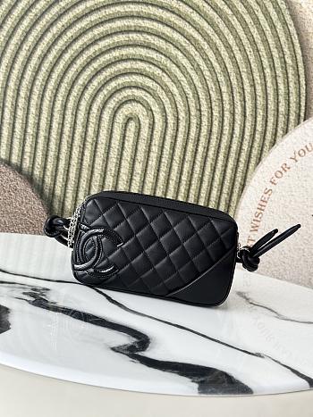 Fortok Chanel Cambon Ligne pochette Full Black 12*20*3cm