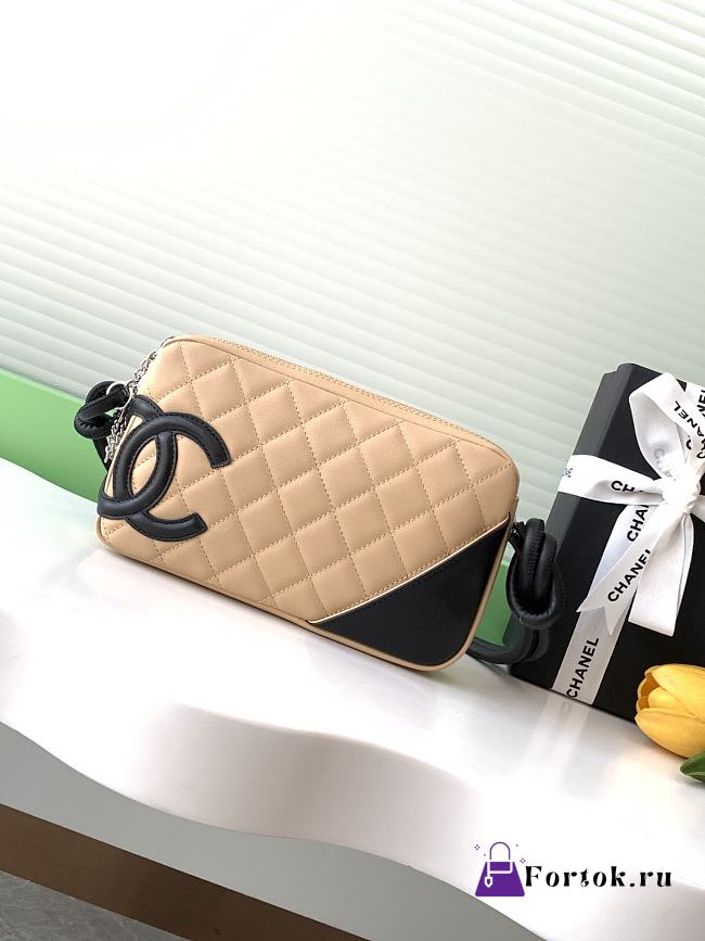 Fortok Chanel Cambon Ligne pochette Beige 12*20*3cm - 1