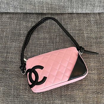 Fortok Chanel Cambon Ligne pochette Pink 12*20*3cm