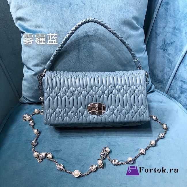 Fortok Miu Miu Iconic Crystal Cloqué Nappa leather Blue Top-handle bag 22.5x4.5x12cm - 1