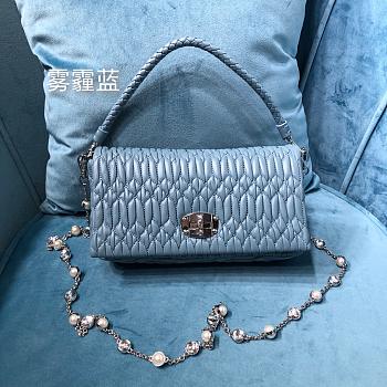 Fortok Miu Miu Iconic Crystal Cloqué Nappa leather Blue Top-handle bag 22.5x4.5x12cm
