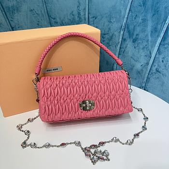 Fortok Miu Miu Iconic Crystal Cloqué Nappa leather Pink Top-handle bag 22.5x4.5x12cm