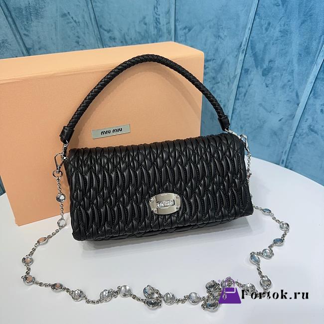 Fortok Miu Miu Iconic Crystal Cloqué Nappa leather Black top-handle bag 22.5x4.5x12cm - 1