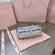 Fortok Miu Miu Iconic Crystal Cloqué Nappa leather Silver small bag 16 x 9 x 3.5 cm - 6