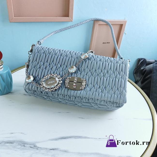 Fortok Miu Miu Iconic Crystal Cloqué Nappa leather Blue Top-handle bag 28x4x15cm - 1
