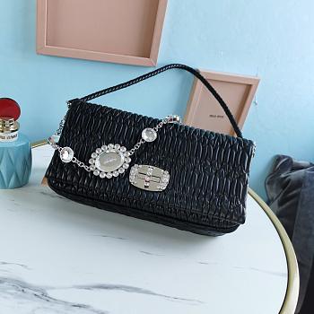 Fortok Miu Miu Iconic Crystal Cloqué Nappa leather Black Top-handle bag 28x4x15cm