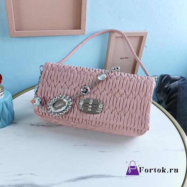 Fortok Miu Miu Iconic Crystal Cloqué Nappa leather Light Pink Top-handle bag 28x4x15cm - 1