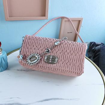 Fortok Miu Miu Iconic Crystal Cloqué Nappa leather Light Pink Top-handle bag 28x4x15cm