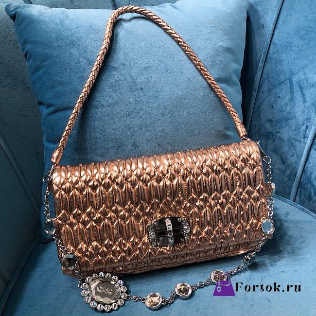 Fortok Miu Miu Iconic Crystal Cloqué Nappa leather Gold Top-handle bag 28x4x15cm - 1